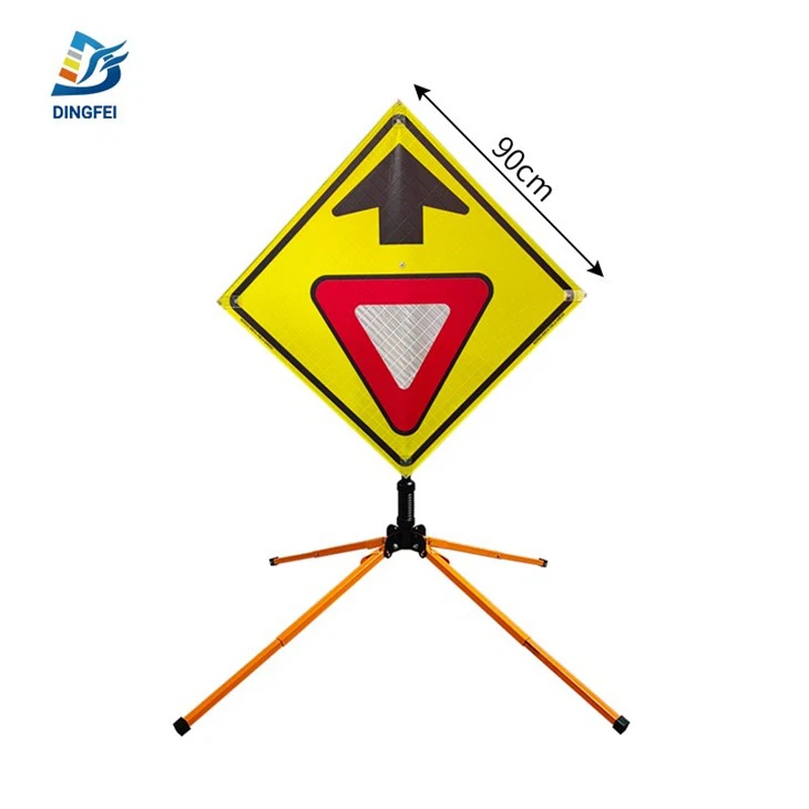 Roll Up Traffic Sign Yellow Yield Overlay